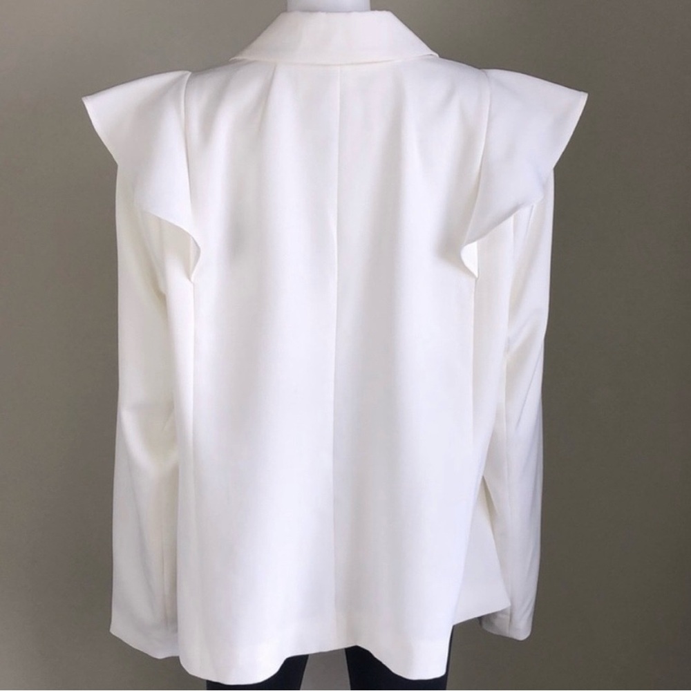 White Soft Ivory Eloquii Blazer Suit Jacket Fully Lined w Ruffle Detail Sz 20 - Picture 3 of 13
